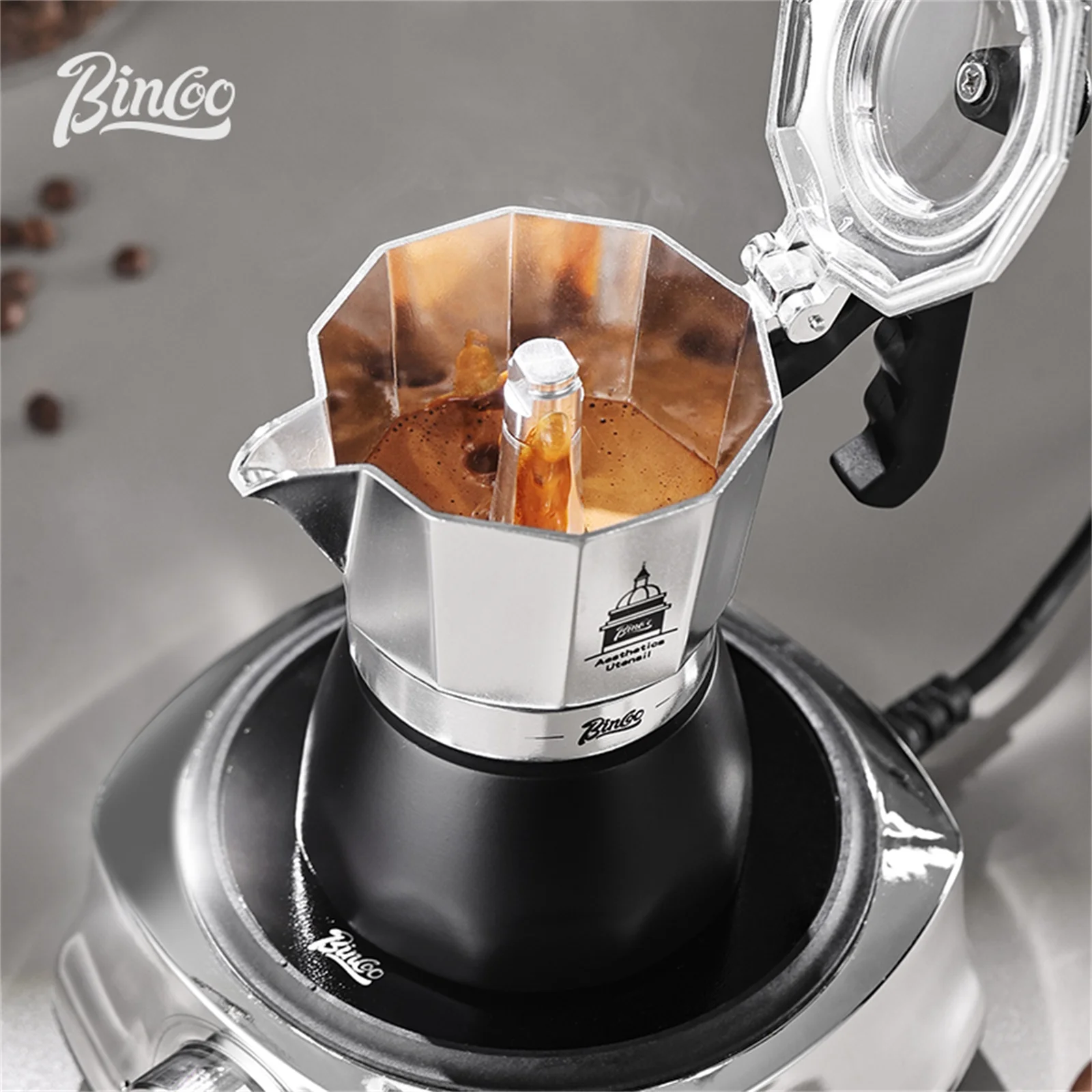 BINCOO Double Valve Moka Pot，E - مراجعة Hero Coffee Equipment وسعره