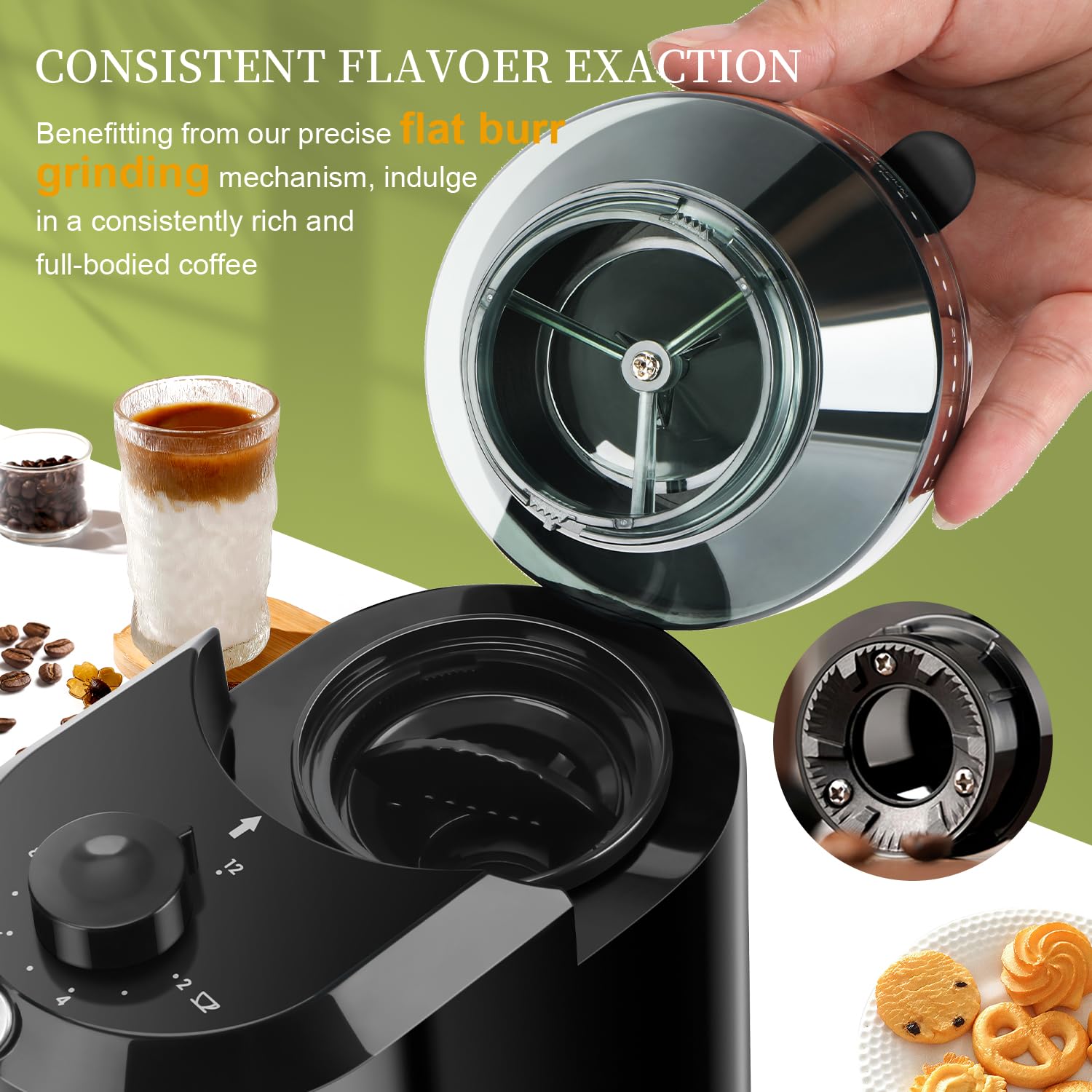Wancle Automatic Burr Mill Cof - مراجعة Coffee Grinder Burr Flat وسعره