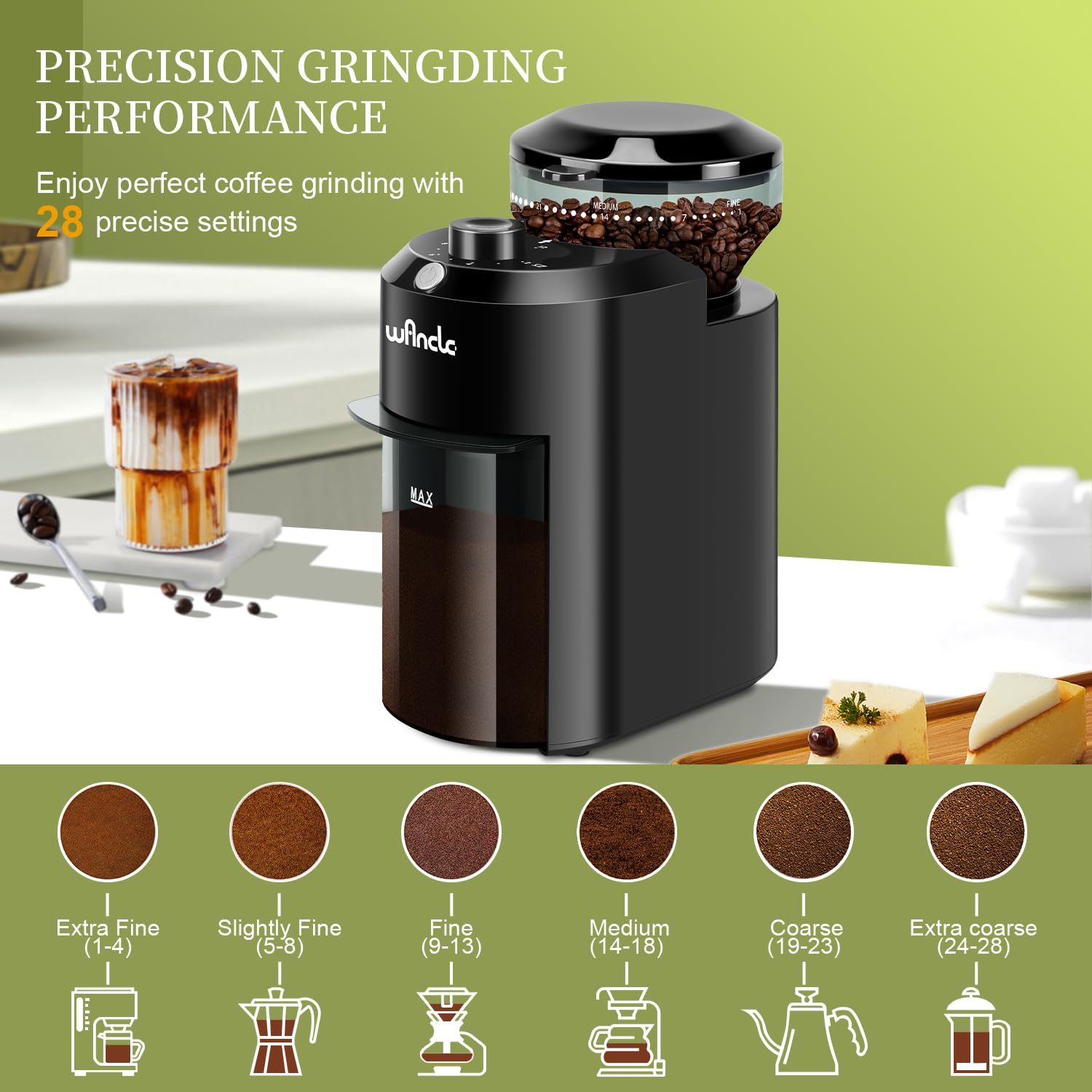 Wancle Automatic Burr Mill Cof - مراجعة Coffee Grinder Burr Flat وسعره