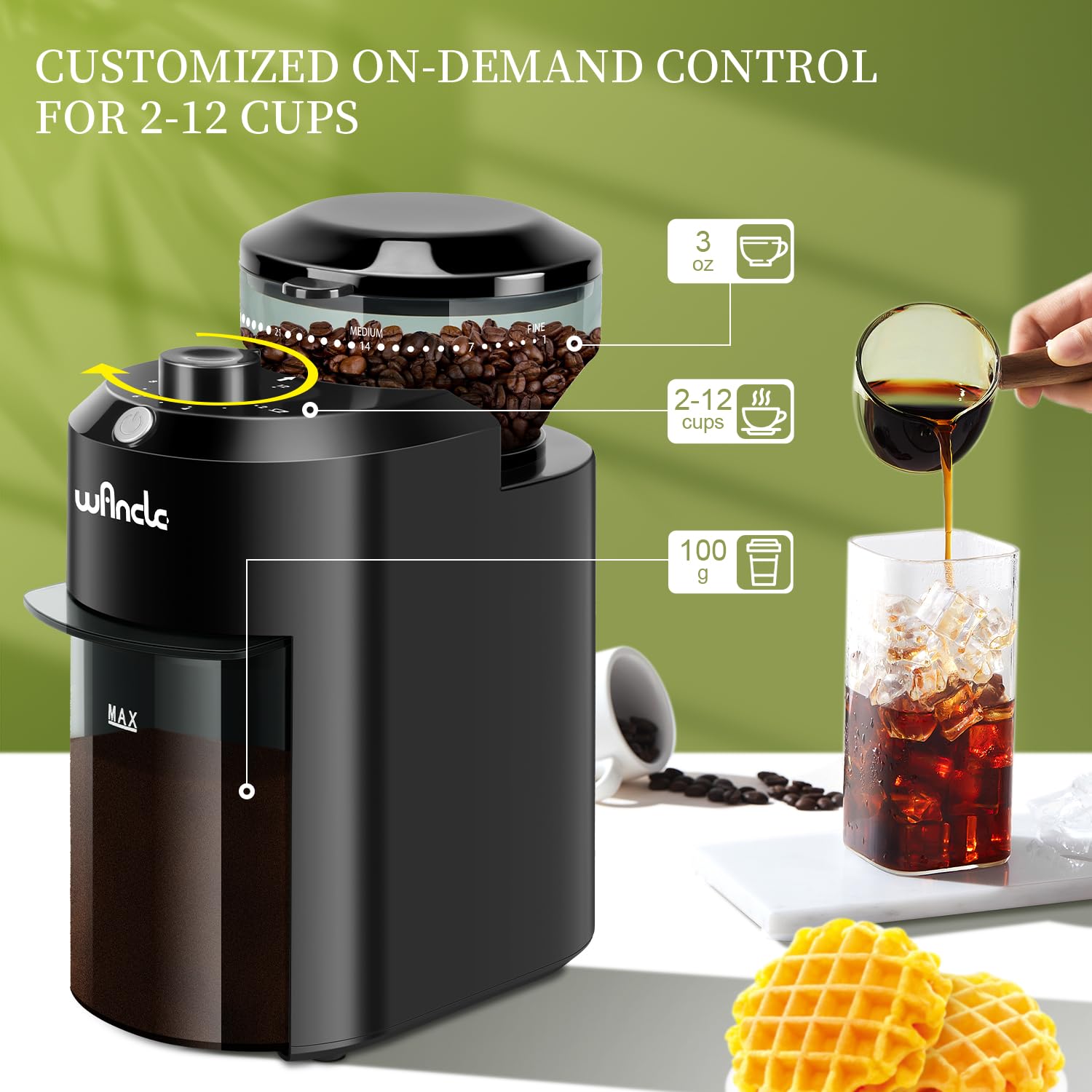 Wancle Automatic Burr Mill Cof - مراجعة Coffee Grinder Burr Flat وسعره